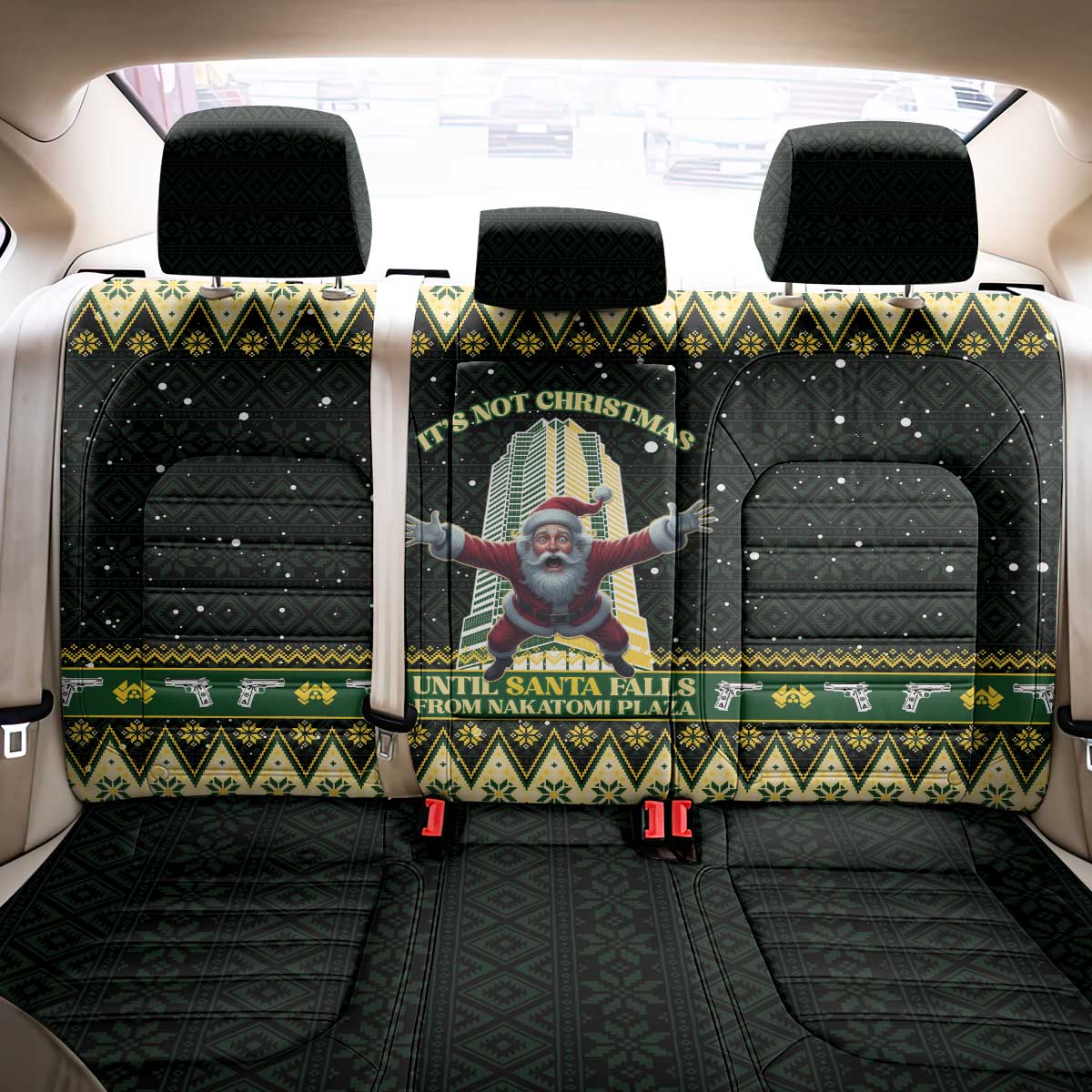 Nakatomi Plaza Back Car Seat Cover It's Not Xmas Until Santa Falls - Wonder Print Shop