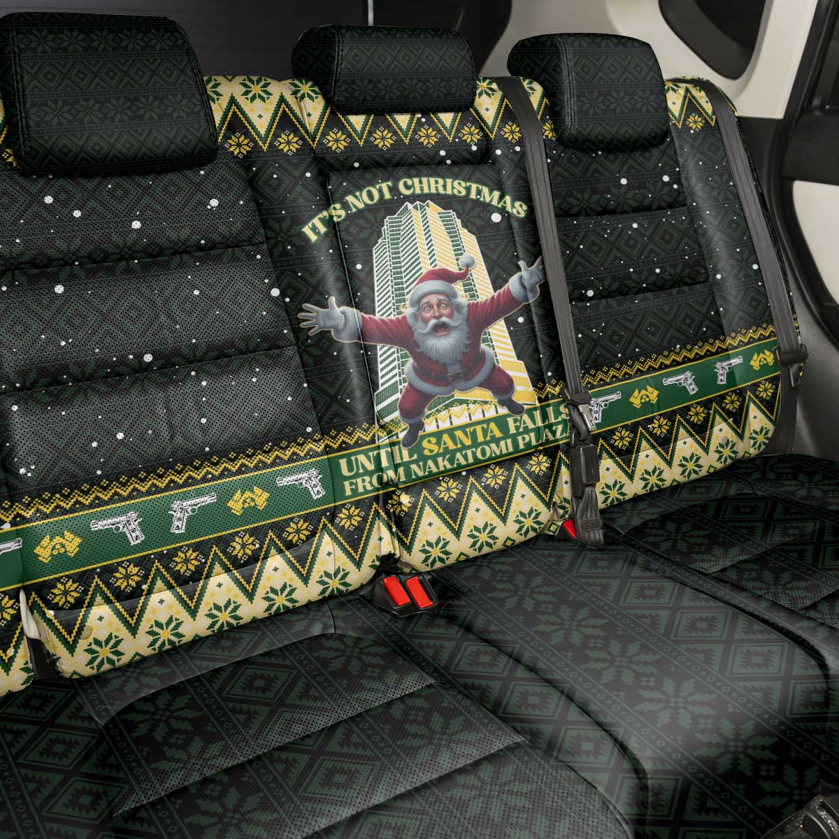 Nakatomi Plaza Back Car Seat Cover It's Not Xmas Until Santa Falls - Wonder Print Shop