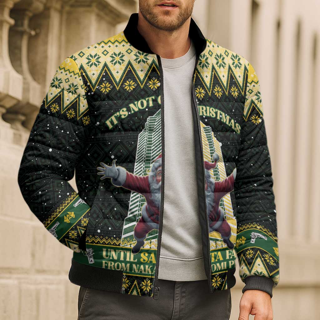 Personalised Nakatomi Plaza Bomber Puffer Jacket It's Not Xmas Until Santa Falls - Wonder Print Shop