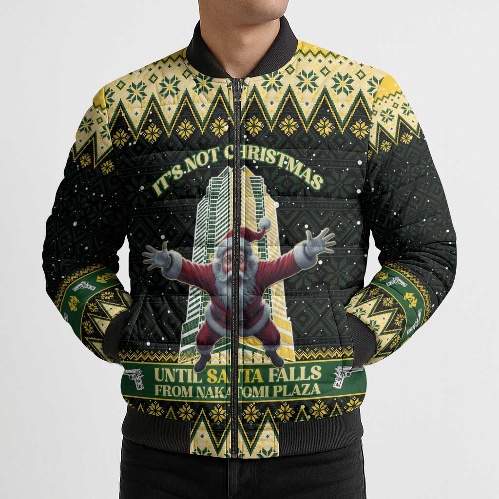 Personalised Nakatomi Plaza Bomber Puffer Jacket It's Not Xmas Until Santa Falls - Wonder Print Shop