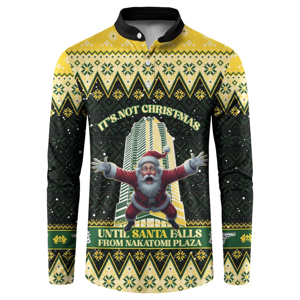 Personalised Nakatomi Plaza Button Sweatshirt It's Not Xmas Until Santa Falls - Wonder Print Shop