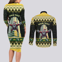 Personalised Nakatomi Plaza Couples Matching Long Sleeve Bodycon Dress and Long Sleeve Button Shirt It's Not Xmas Until Santa Falls - Wonder Print Shop