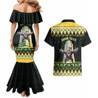 Personalised Nakatomi Plaza Couples Matching Mermaid Dress and Hawaiian Shirt It's Not Xmas Until Santa Falls - Wonder Print Shop