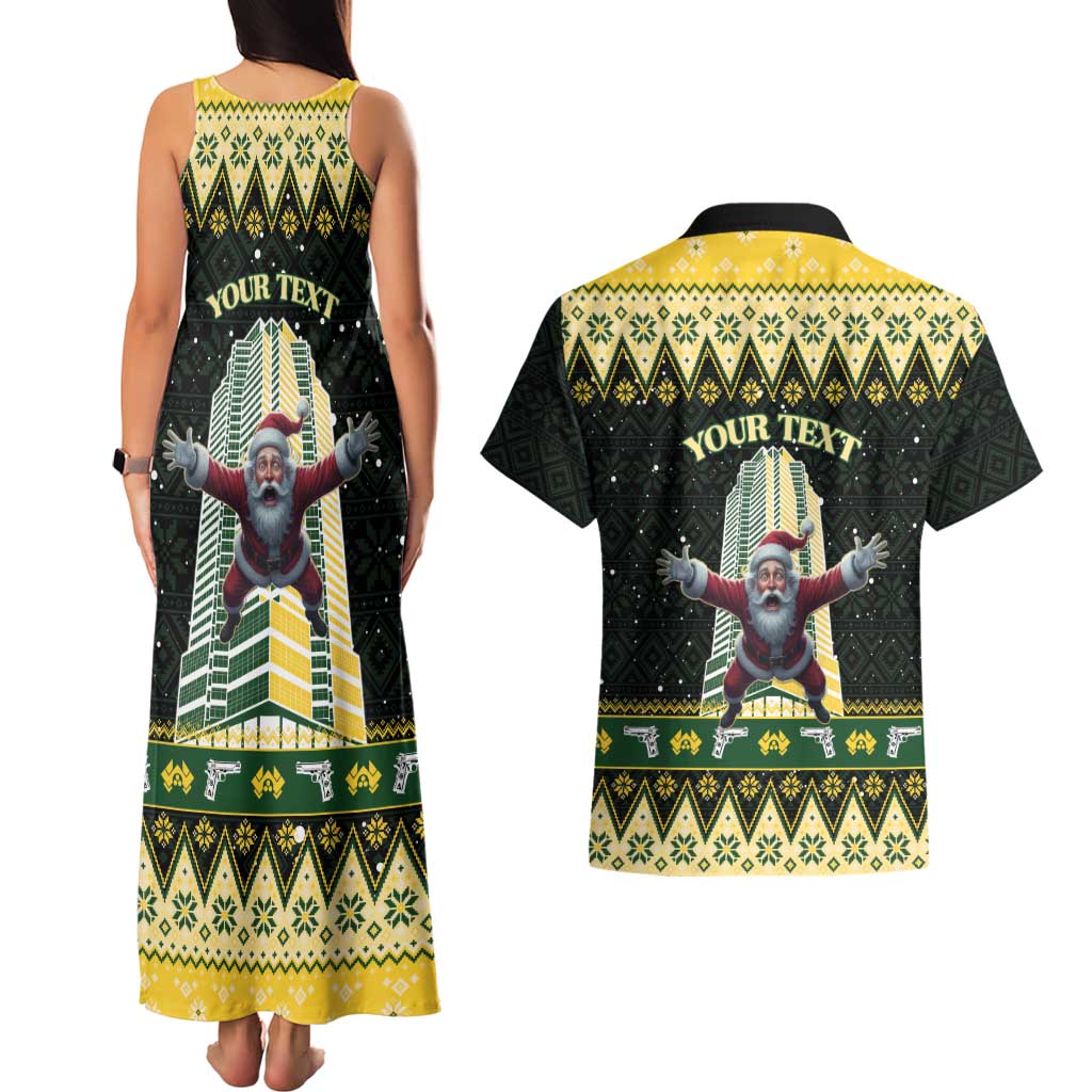 Personalised Nakatomi Plaza Couples Matching Tank Maxi Dress and Hawaiian Shirt It's Not Xmas Until Santa Falls - Wonder Print Shop