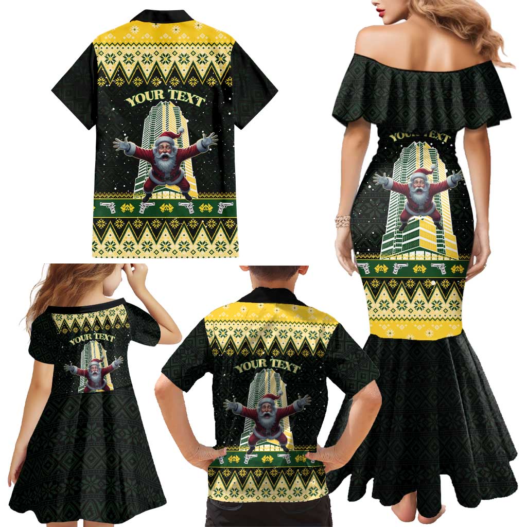 Personalised Nakatomi Plaza Family Matching Mermaid Dress and Hawaiian Shirt It's Not Xmas Until Santa Falls - Wonder Print Shop