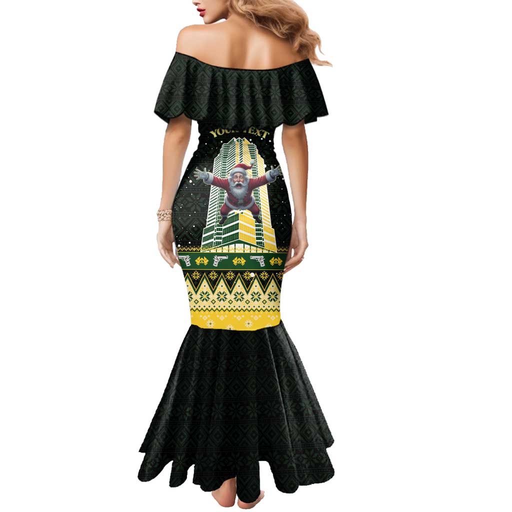 Personalised Nakatomi Plaza Family Matching Mermaid Dress and Hawaiian Shirt It's Not Xmas Until Santa Falls - Wonder Print Shop