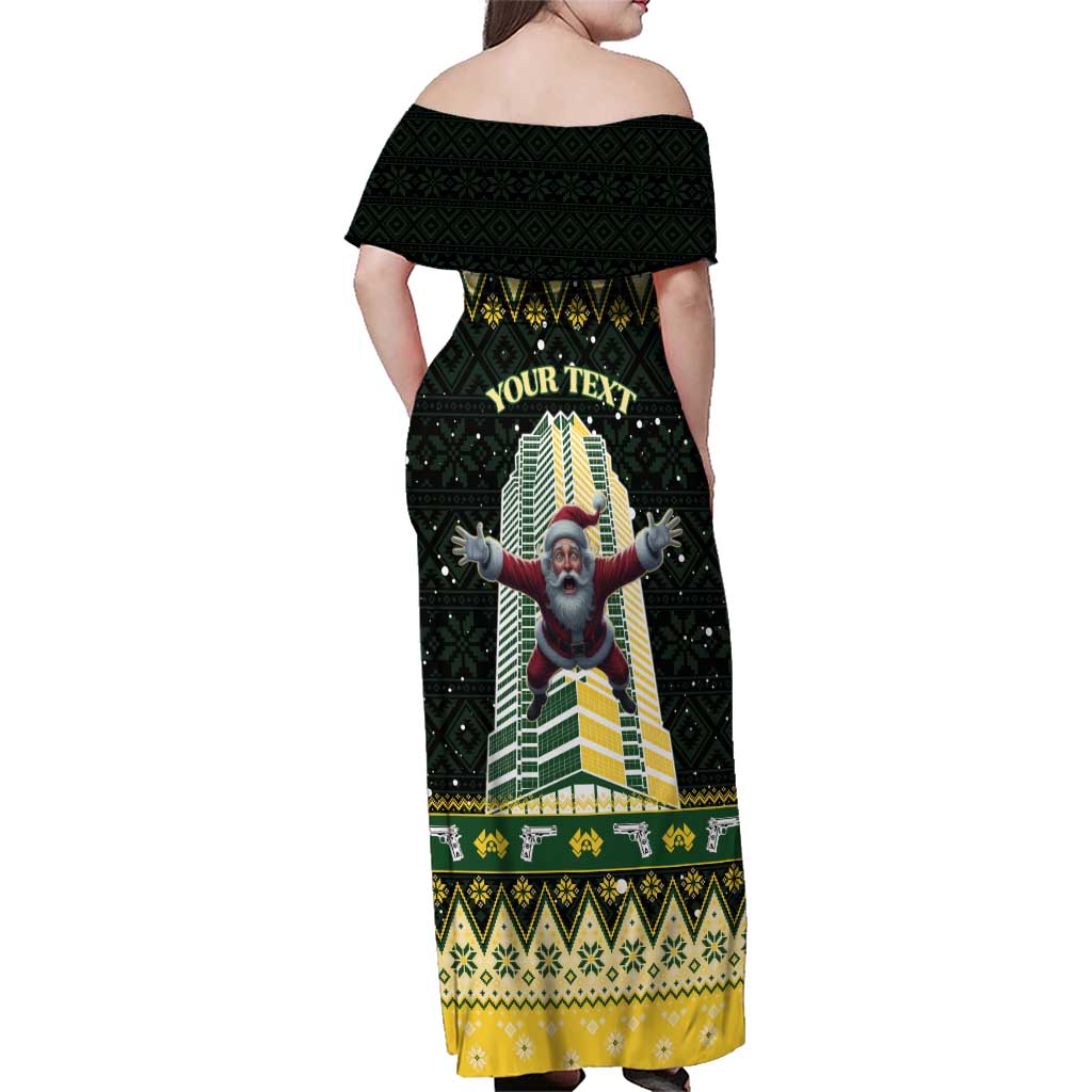 Personalised Nakatomi Plaza Family Matching Off Shoulder Maxi Dress and Hawaiian Shirt It's Not Xmas Until Santa Falls - Wonder Print Shop