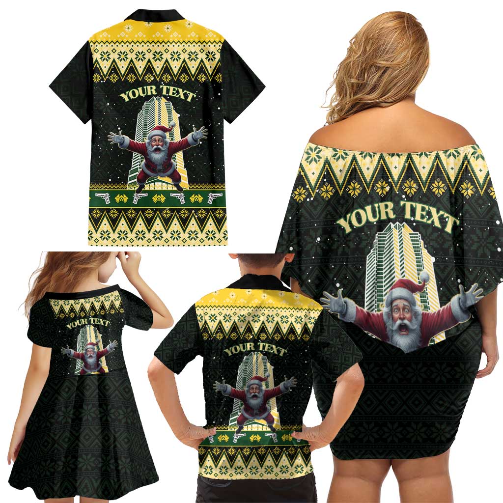 Personalised Nakatomi Plaza Family Matching Off Shoulder Short Dress and Hawaiian Shirt It's Not Xmas Until Santa Falls - Wonder Print Shop