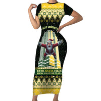 Personalised Nakatomi Plaza Family Matching Short Sleeve Bodycon Dress and Hawaiian Shirt It's Not Xmas Until Santa Falls - Wonder Print Shop