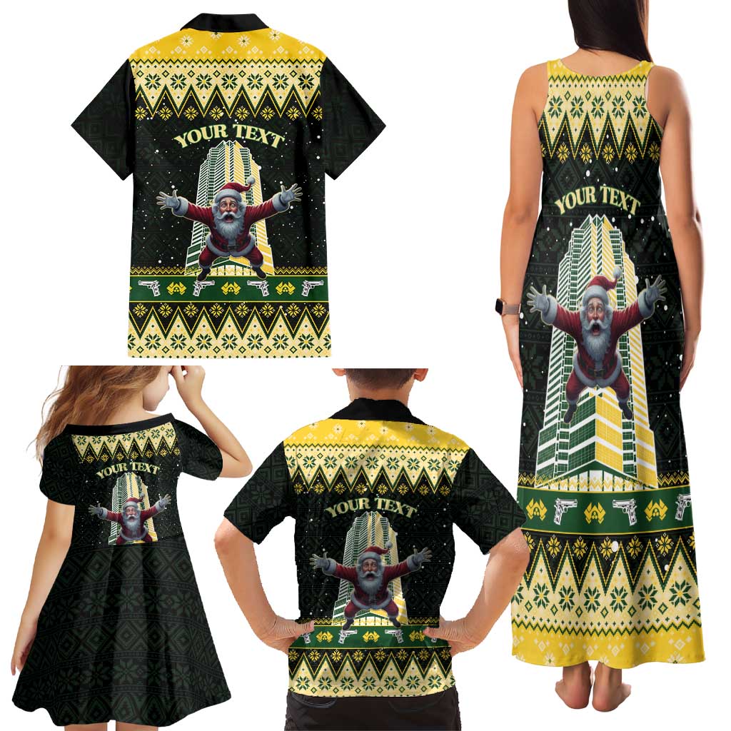 Personalised Nakatomi Plaza Family Matching Tank Maxi Dress and Hawaiian Shirt It's Not Xmas Until Santa Falls - Wonder Print Shop