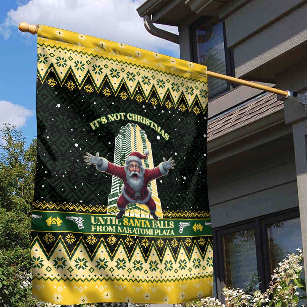 Nakatomi Plaza Garden Flag It's Not Xmas Until Santa Falls - Wonder Print Shop