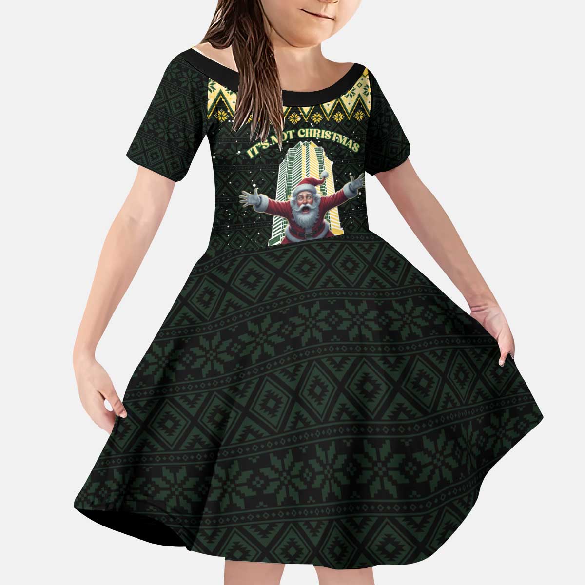Personalised Nakatomi Plaza Kid Short Sleeve Dress It's Not Xmas Until Santa Falls - Wonder Print Shop