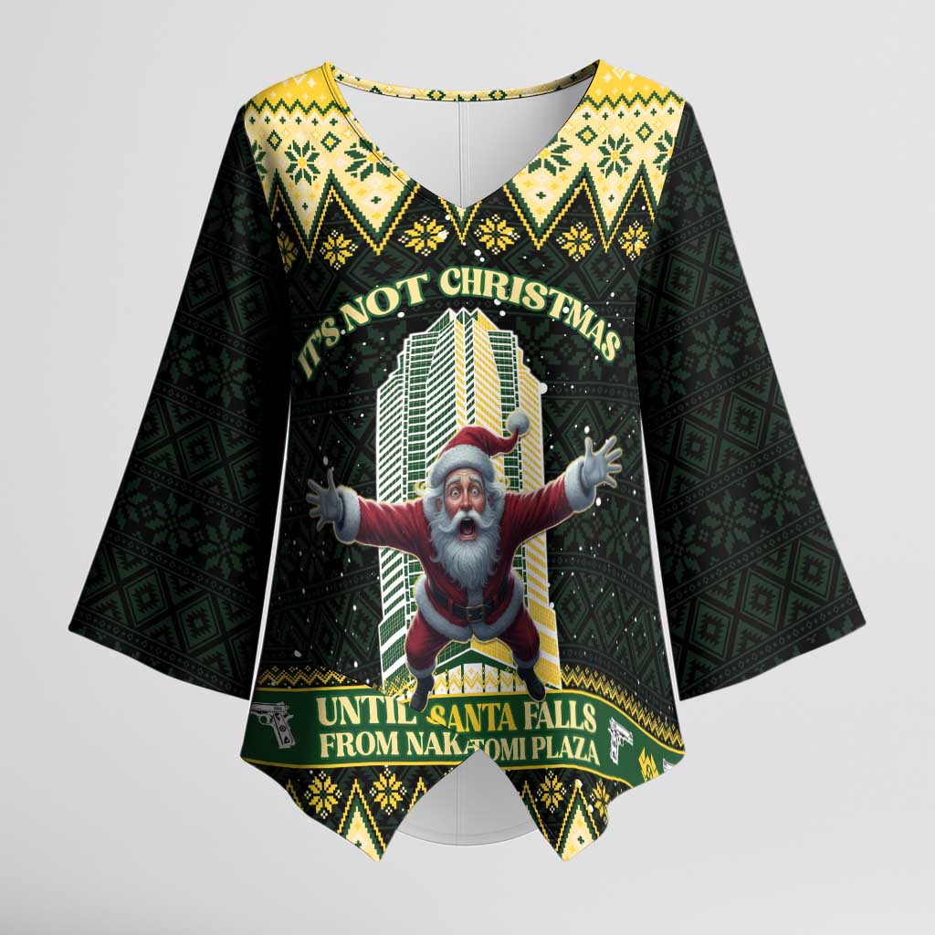 Personalised Nakatomi Plaza Kimono Sleeve Blouse It's Not Xmas Until Santa Falls - Wonder Print Shop