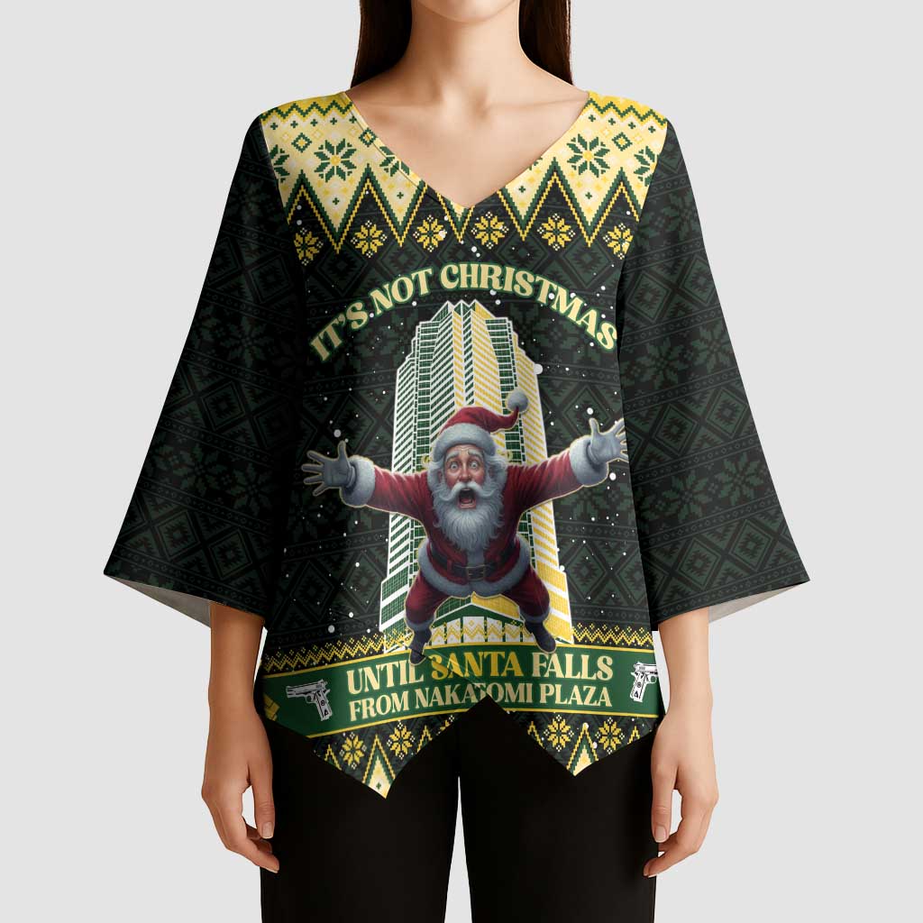 Personalised Nakatomi Plaza Kimono Sleeve Blouse It's Not Xmas Until Santa Falls - Wonder Print Shop