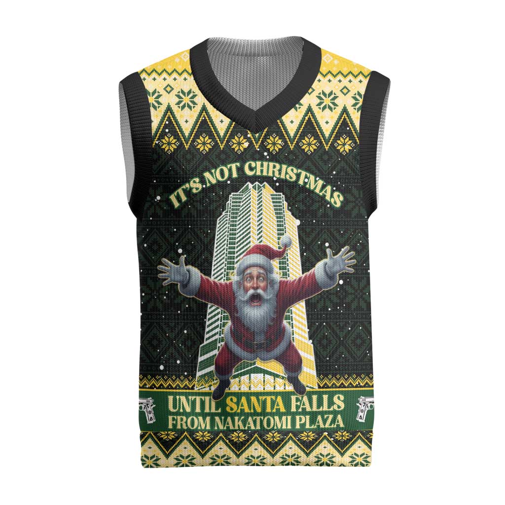 Nakatomi Plaza Christmas Knitted V-Neck Vest It's Not Xmas Until Santa Falls - Wonder Print Shop