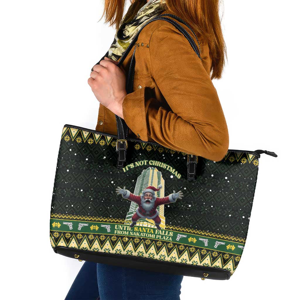 Nakatomi Plaza Leather Tote Bag It's Not Xmas Until Santa Falls - Wonder Print Shop