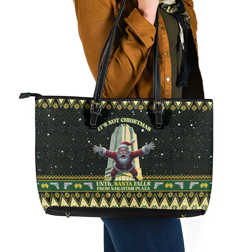 Nakatomi Plaza Leather Tote Bag It's Not Xmas Until Santa Falls - Wonder Print Shop