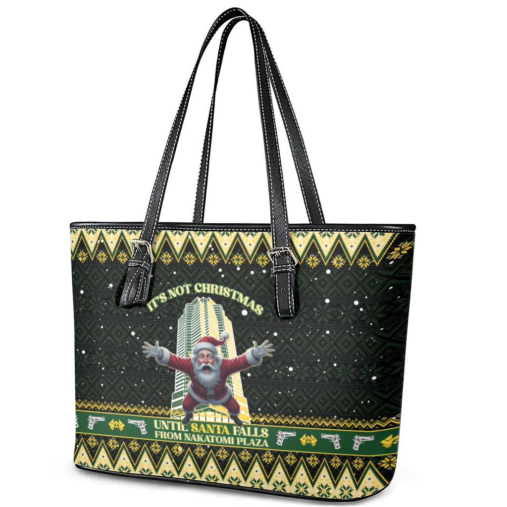 Nakatomi Plaza Leather Tote Bag It's Not Xmas Until Santa Falls - Wonder Print Shop