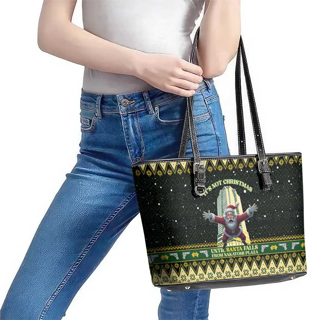 Nakatomi Plaza Leather Tote Bag It's Not Xmas Until Santa Falls - Wonder Print Shop