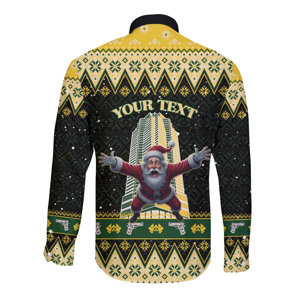 Personalised Nakatomi Plaza Long Sleeve Button Shirt It's Not Xmas Until Santa Falls - Wonder Print Shop