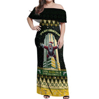 Personalised Nakatomi Plaza Off Shoulder Maxi Dress It's Not Xmas Until Santa Falls - Wonder Print Shop