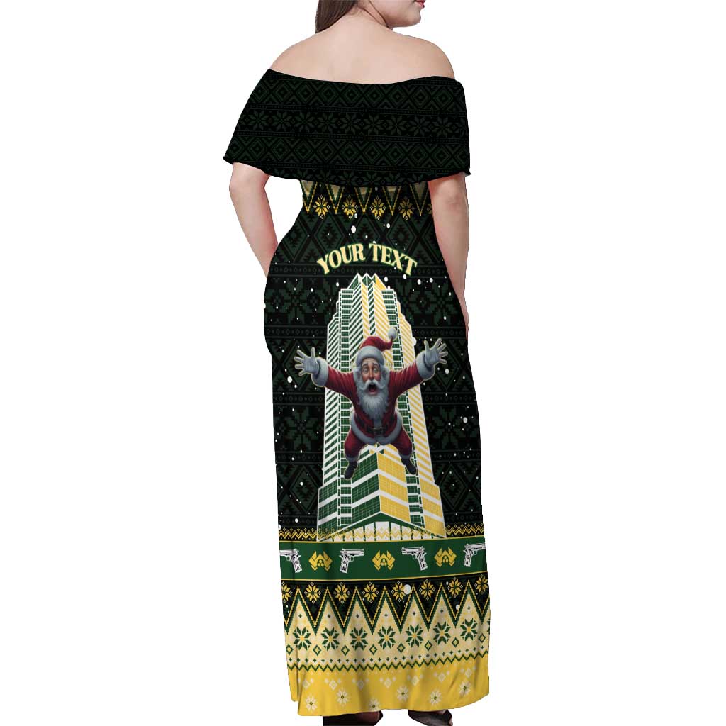 Personalised Nakatomi Plaza Off Shoulder Maxi Dress It's Not Xmas Until Santa Falls - Wonder Print Shop