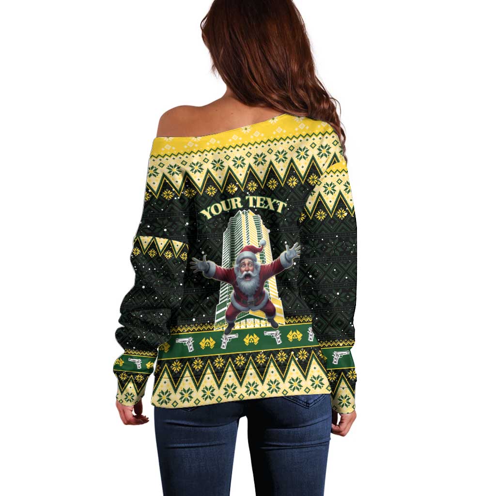 Personalised Nakatomi Plaza Off Shoulder Sweater It's Not Xmas Until Santa Falls - Wonder Print Shop