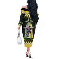 Personalised Nakatomi Plaza Off The Shoulder Long Sleeve Dress It's Not Xmas Until Santa Falls - Wonder Print Shop