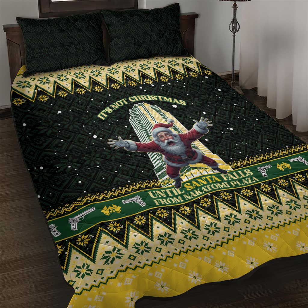 Nakatomi Plaza Quilt Bed Set It's Not Xmas Until Santa Falls - Wonder Print Shop