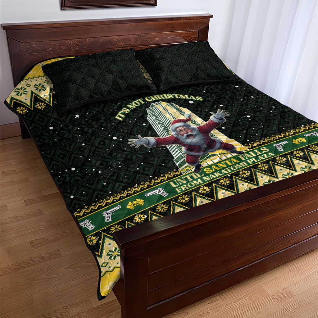 Nakatomi Plaza Quilt Bed Set It's Not Xmas Until Santa Falls - Wonder Print Shop