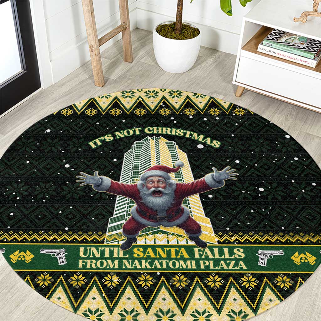 Nakatomi Plaza Round Carpet It's Not Xmas Until Santa Falls - Wonder Print Shop