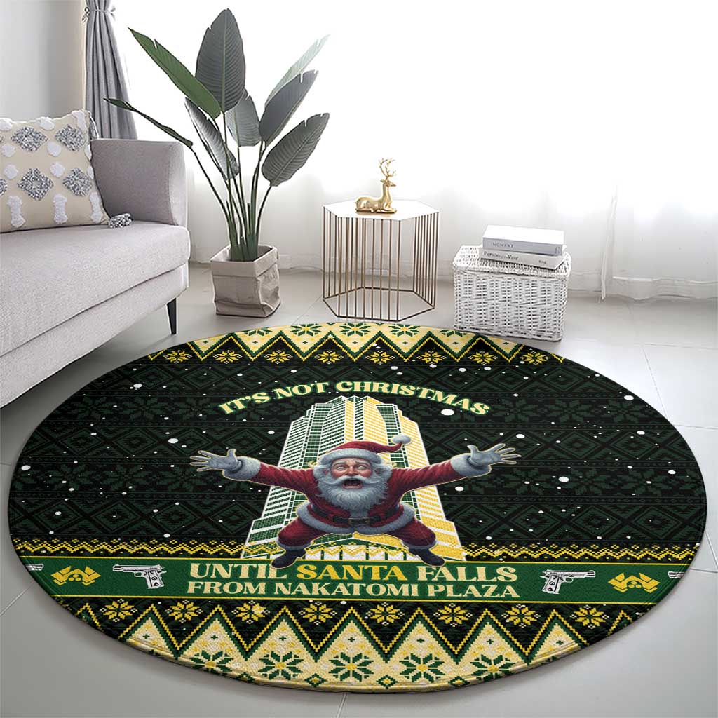 Nakatomi Plaza Round Carpet It's Not Xmas Until Santa Falls - Wonder Print Shop