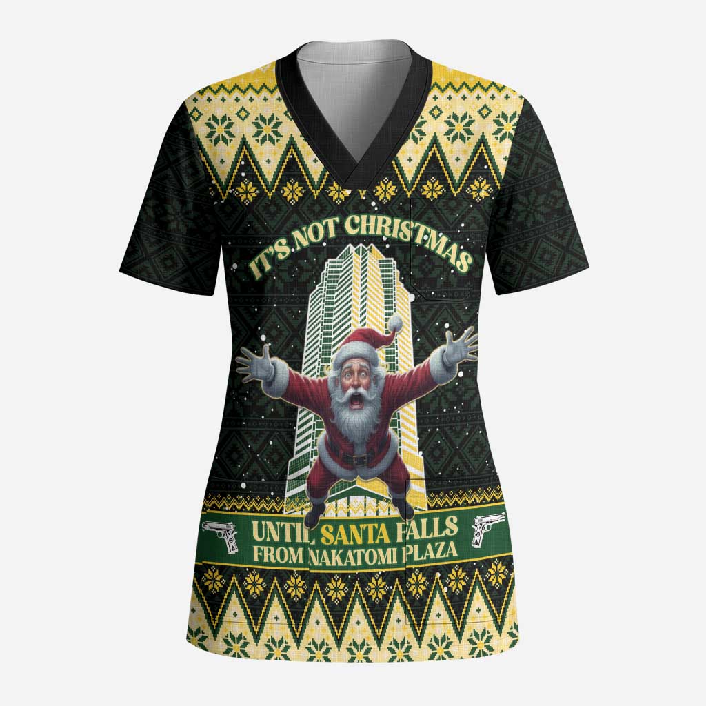 Personalised Nakatomi Plaza Scrub Top It's Not Xmas Until Santa Falls - Wonder Print Shop