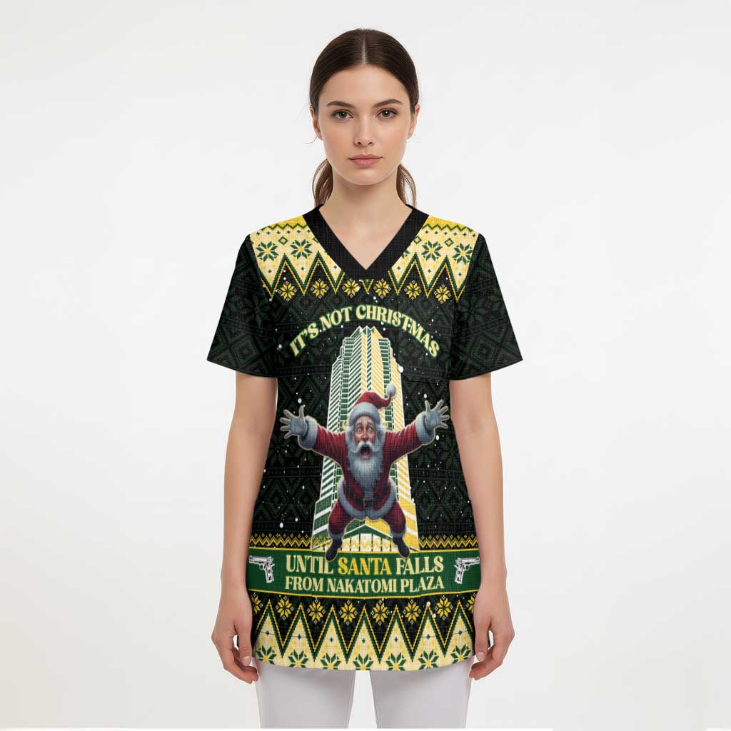 Personalised Nakatomi Plaza Scrub Top It's Not Xmas Until Santa Falls - Wonder Print Shop