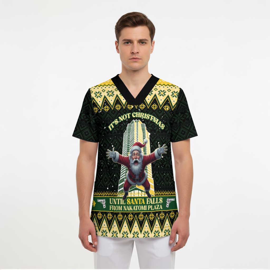 Personalised Nakatomi Plaza Scrub Top It's Not Xmas Until Santa Falls - Wonder Print Shop
