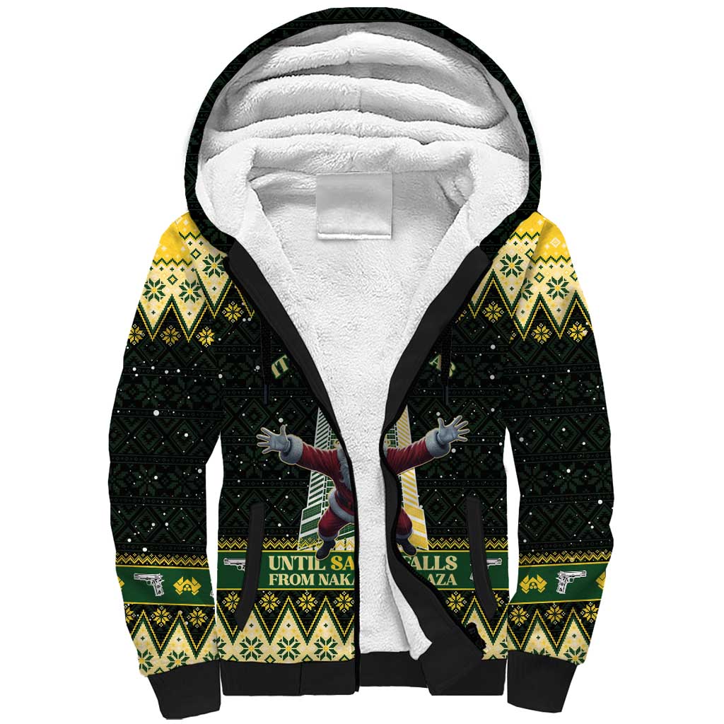 Personalised Nakatomi Plaza Sherpa Hoodie It's Not Xmas Until Santa Falls - Wonder Print Shop