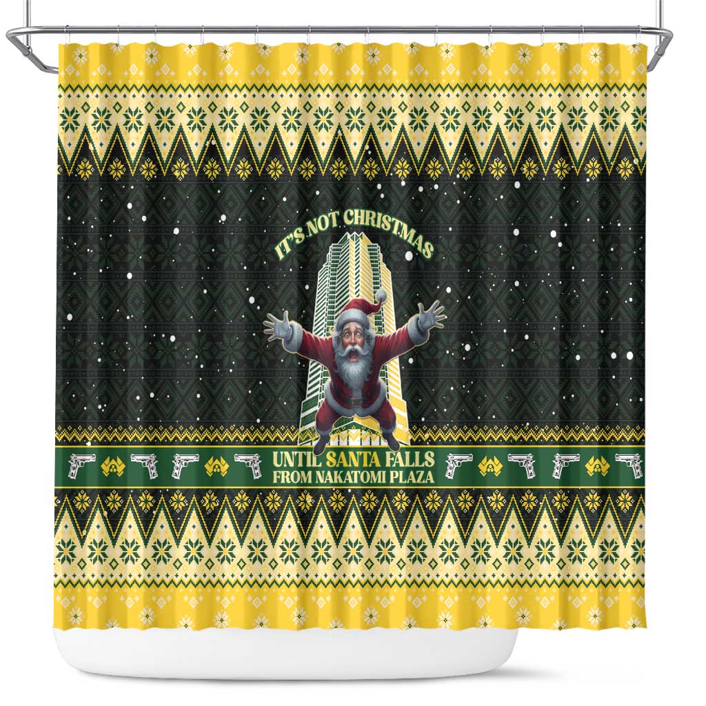 Nakatomi Plaza Shower Curtain It's Not Xmas Until Santa Falls - Wonder Print Shop