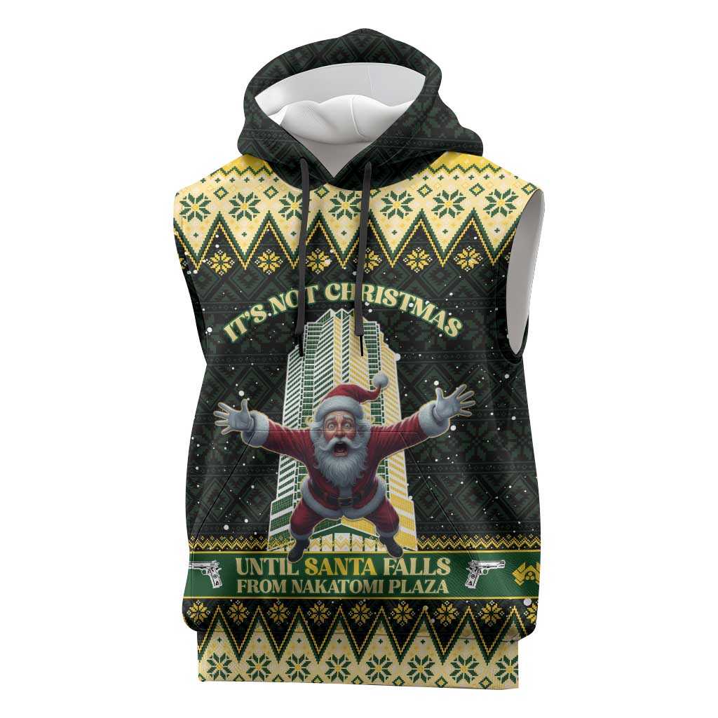 Personalised Nakatomi Plaza Sleeveless Hoodie It's Not Xmas Until Santa Falls - Wonder Print Shop
