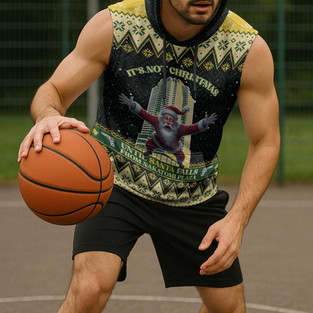 Personalised Nakatomi Plaza Sleeveless Hoodie It's Not Xmas Until Santa Falls - Wonder Print Shop