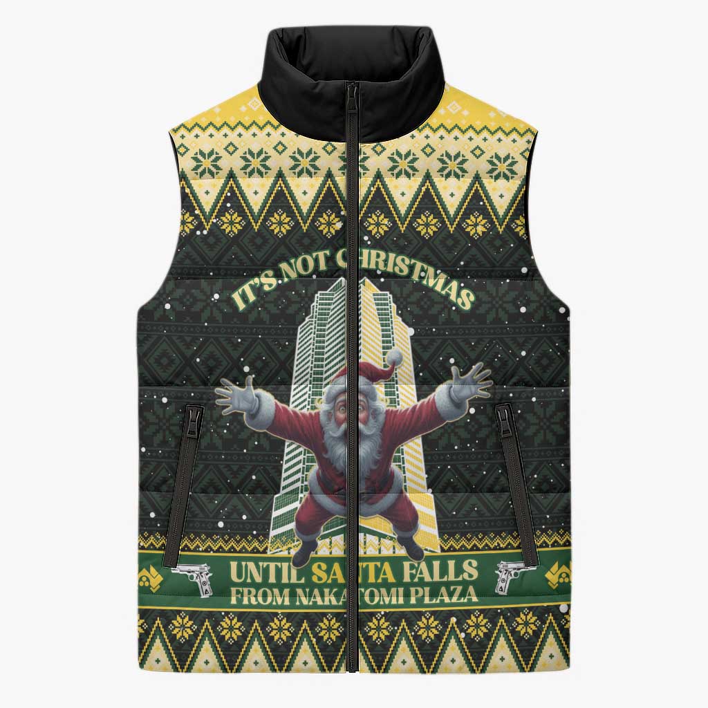 Personalised Nakatomi Plaza Sleeveless Puffer Jacket It's Not Xmas Until Santa Falls - Wonder Print Shop