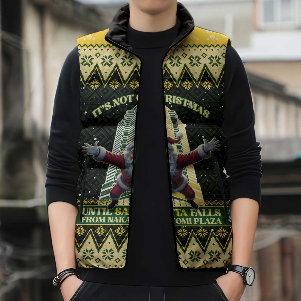 Personalised Nakatomi Plaza Sleeveless Puffer Jacket It's Not Xmas Until Santa Falls - Wonder Print Shop