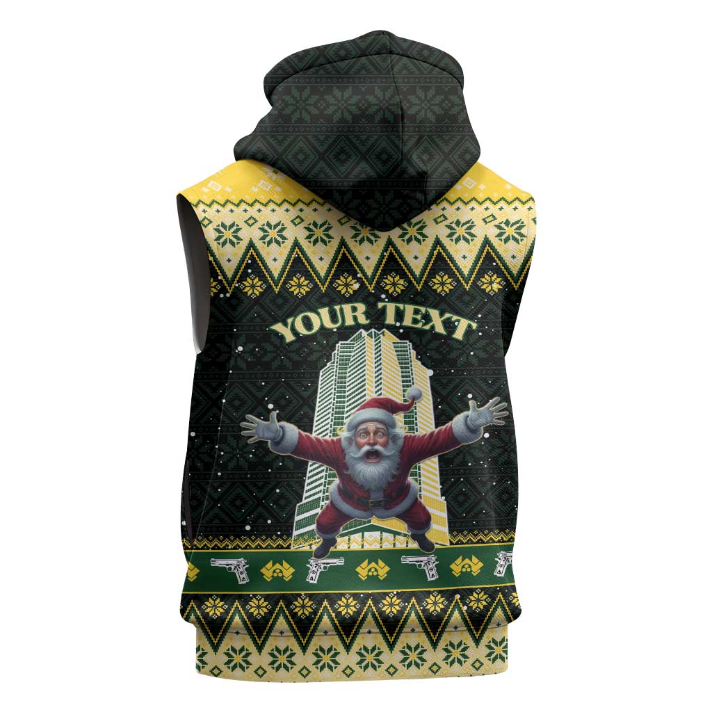 Personalised Nakatomi Plaza Sleeveless Zip Hoodie It's Not Xmas Until Santa Falls - Wonder Print Shop
