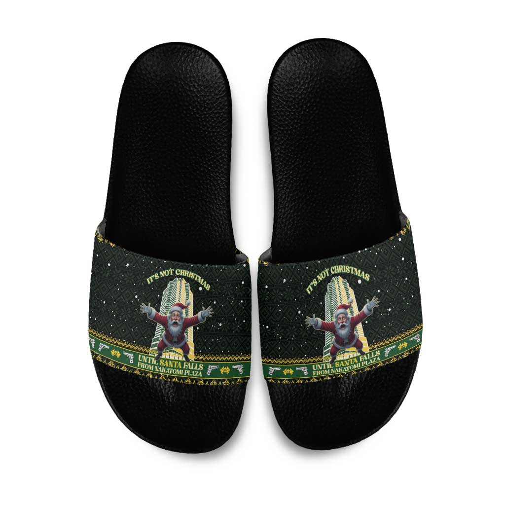 Nakatomi Plaza Slide Sandals It's Not Xmas Until Santa Falls - Wonder Print Shop