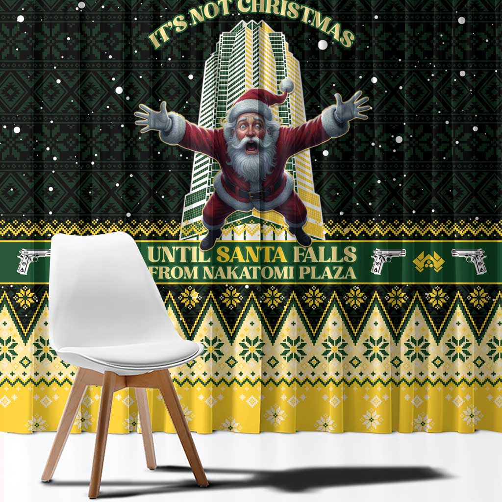 Nakatomi Plaza Window Curtain It's Not Xmas Until Santa Falls - Wonder Print Shop