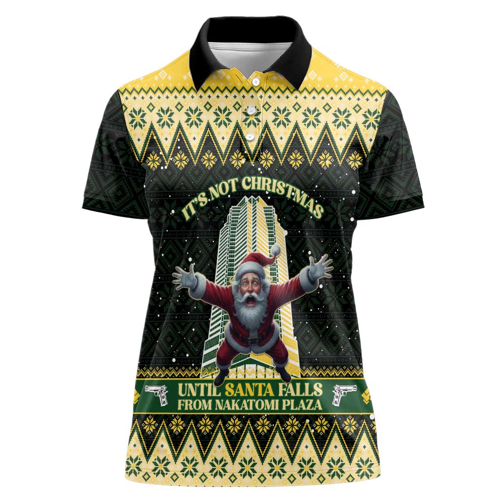 Personalised Nakatomi Plaza Women Polo Shirt It's Not Xmas Until Santa Falls - Wonder Print Shop