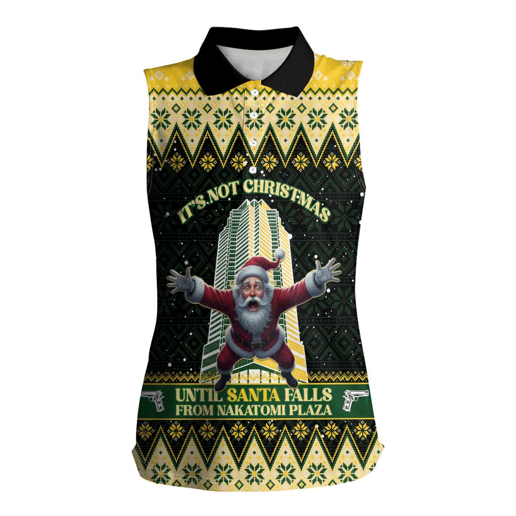 Personalised Nakatomi Plaza Women Sleeveless Polo Shirt It's Not Xmas Until Santa Falls - Wonder Print Shop