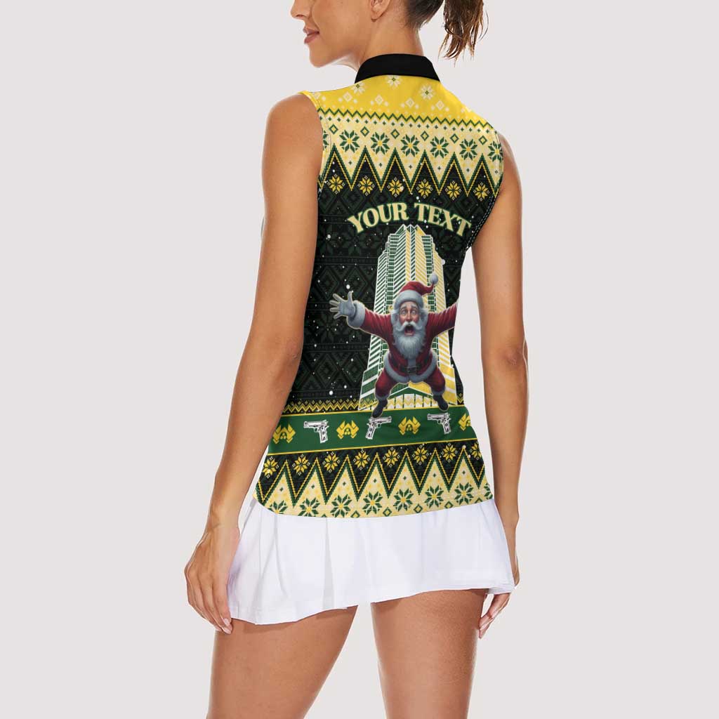 Personalised Nakatomi Plaza Women Sleeveless Polo Shirt It's Not Xmas Until Santa Falls - Wonder Print Shop