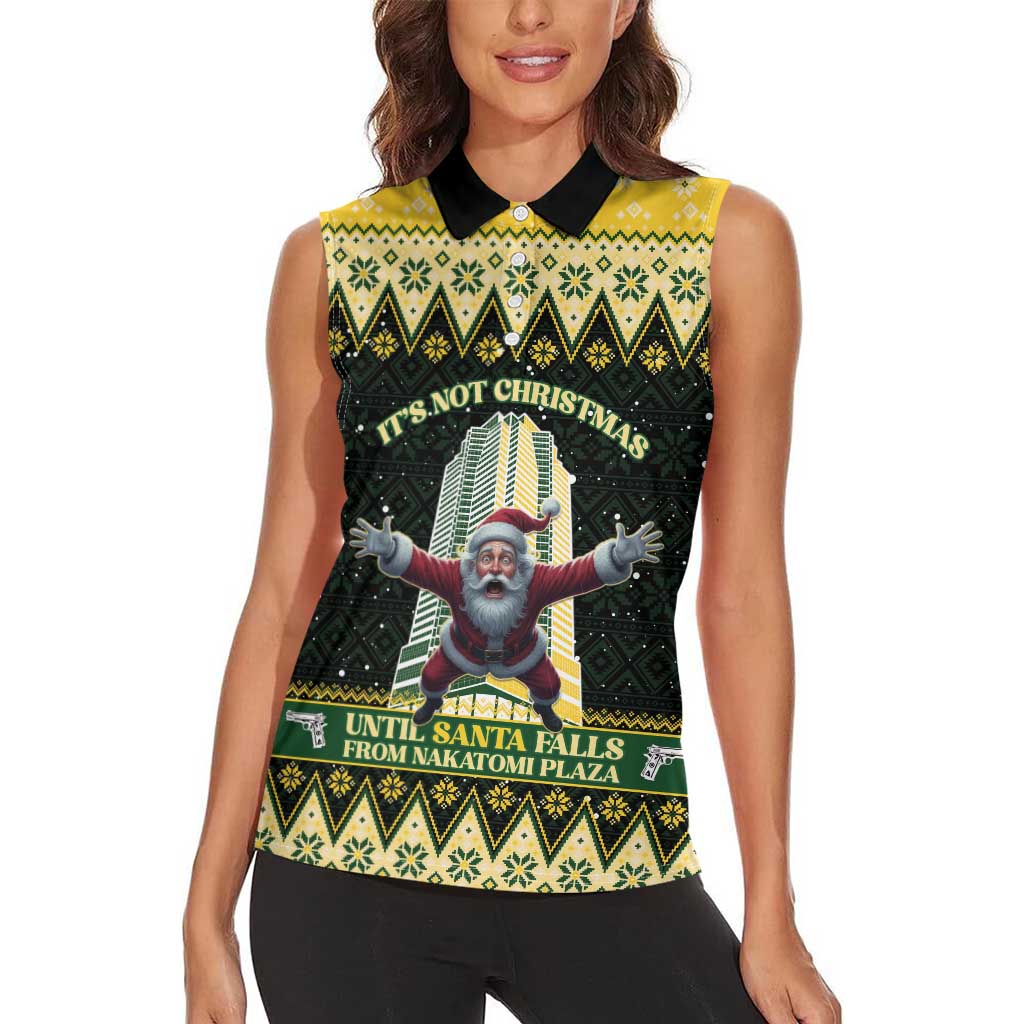 Personalised Nakatomi Plaza Women Sleeveless Polo Shirt It's Not Xmas Until Santa Falls - Wonder Print Shop