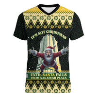 Personalised Nakatomi Plaza Women V-Neck T-Shirt It's Not Xmas Until Santa Falls - Wonder Print Shop