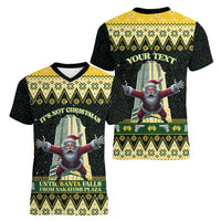 Personalised Nakatomi Plaza Women V-Neck T-Shirt It's Not Xmas Until Santa Falls - Wonder Print Shop